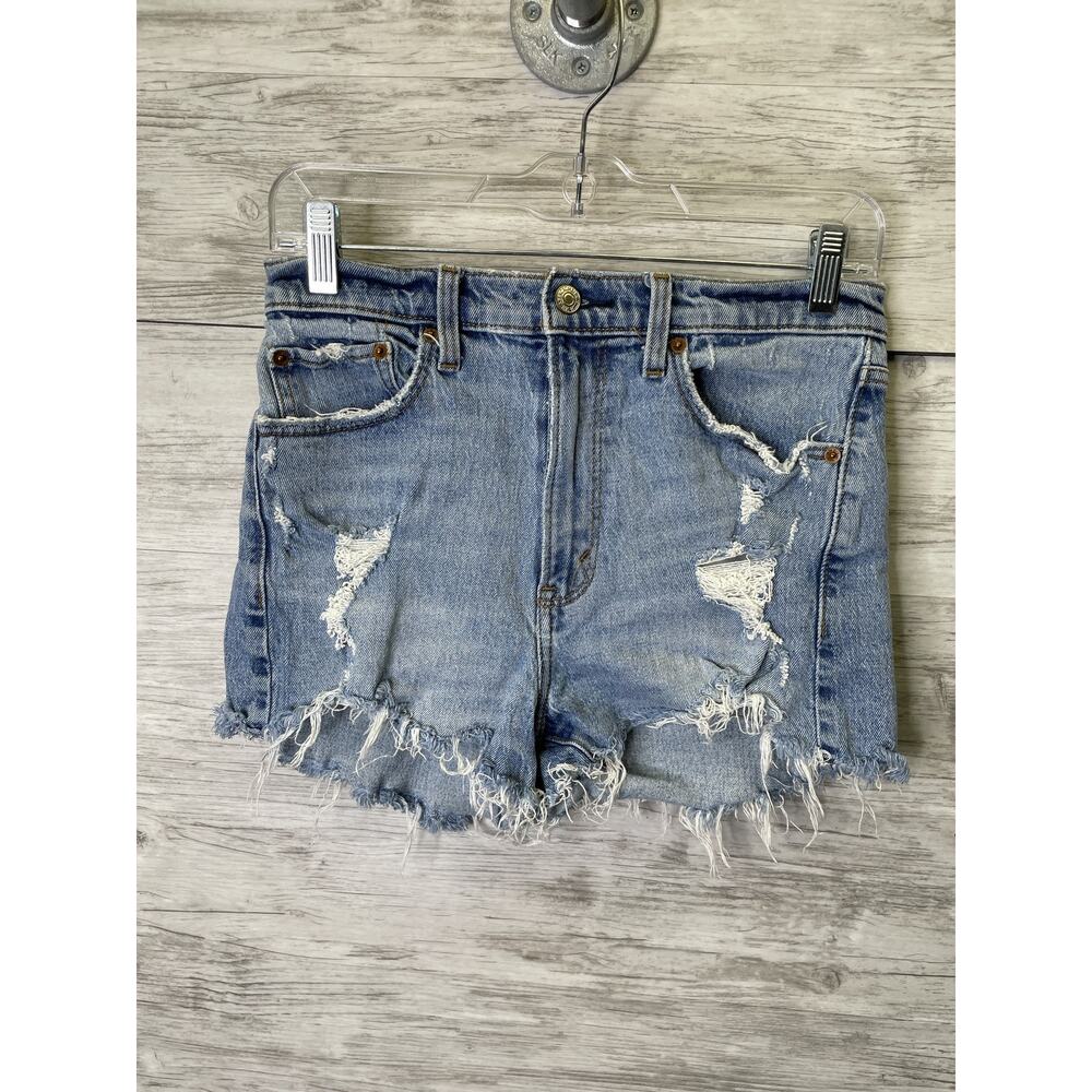 Abercrombie & Fitch Light Wash Distressed Denim Cutoff Shorts